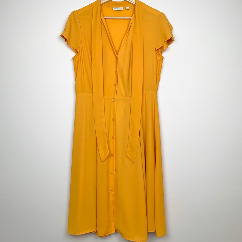 New York and Company | Yellow button down dress
